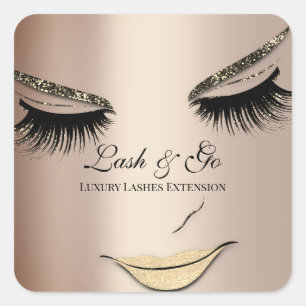 Rose Gold Makeup Artist Lash Extension Makeup Square Sticker