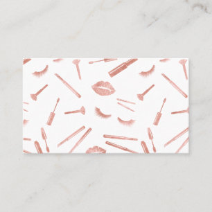Rose gold makeup artist lashes lips lipstick eyes business card