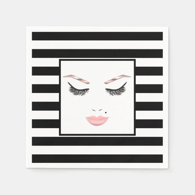 Rose Gold Makeup Face Eyebrows Lips Glam Beauty Napkin (Front)