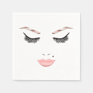 Rose Gold Makeup Face Eyebrows Lips Glam Beauty Napkin