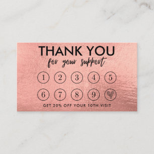 Rose Gold Makeup Hair Logo Loyalty Card