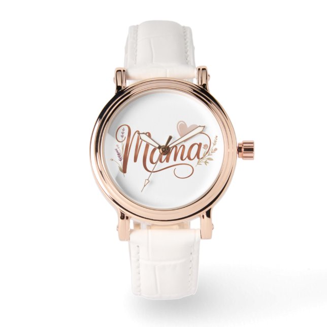 Rose Gold "Mama" Watch – Elegant New Mum Gift (Front)