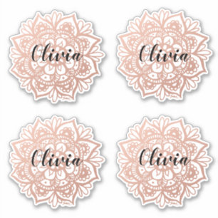 Rose Gold Mandala Custom Name Sticker