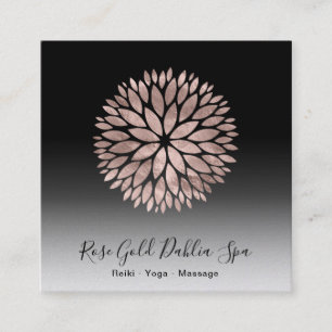 ~  Rose Gold Mandala Dahlia Floral AP2 Square Business Card