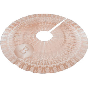 Rose Gold Mandala Monogram Brushed Polyester Tree Skirt