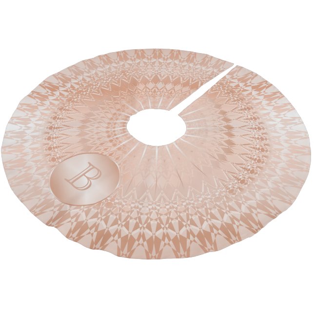 Rose Gold Mandala Monogram Brushed Polyester Tree Skirt (Angled)