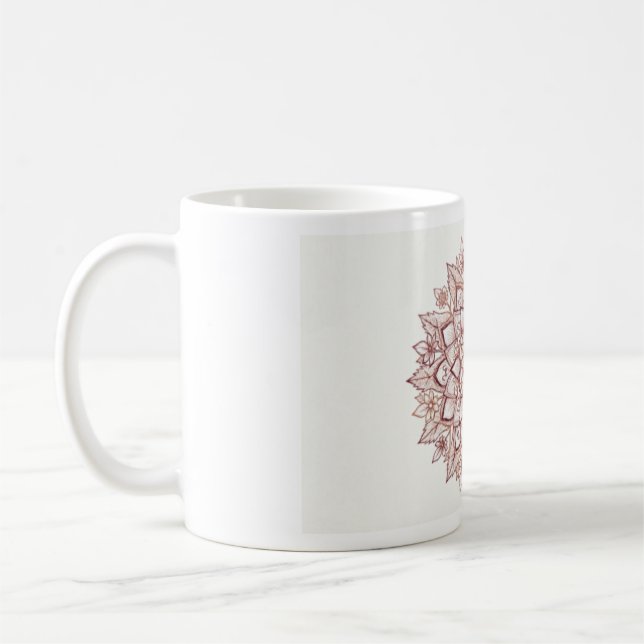 Rose Gold Mandala Mug | Bohemian Floral Pattern |  (Left)