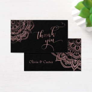Rose Gold Mandala over Black Thank You Favour Tag