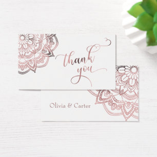 Rose Gold Mandala over White Thank You Favour Tag