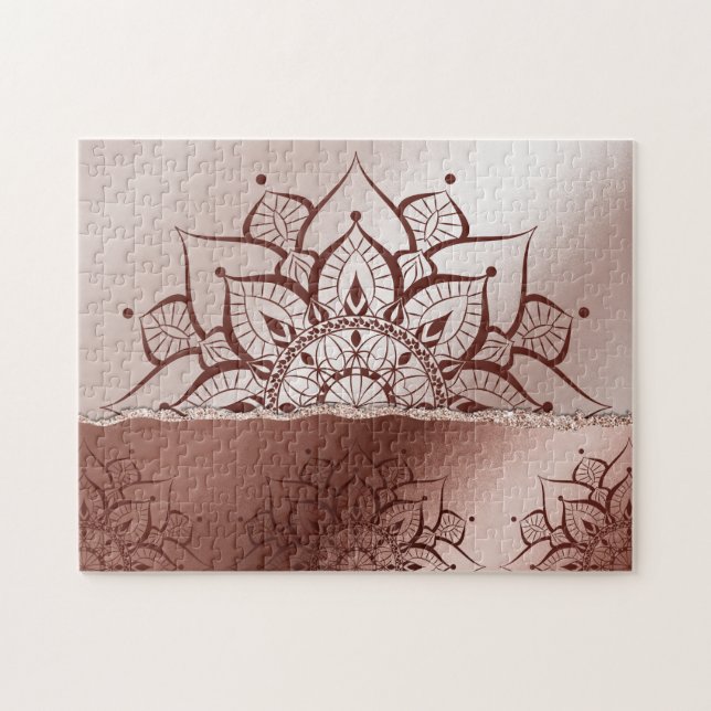 Rose Gold Mandala  yoga zen Jigsaw Puzzle (Horizontal)