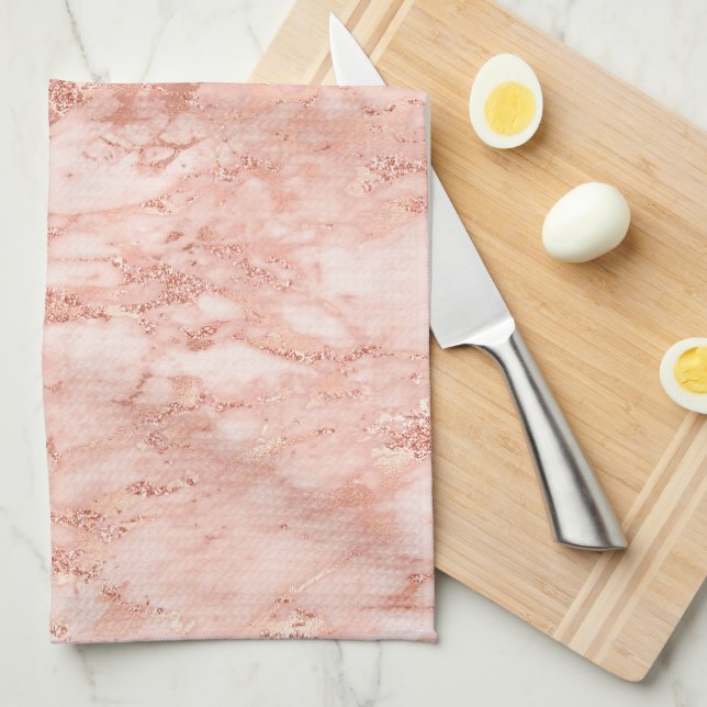Rose Gold Marble 7 Tea Towel (Quarter Fold)