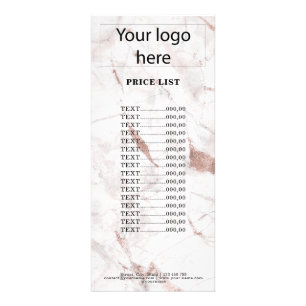 rose gold marble add your logo price list rack card