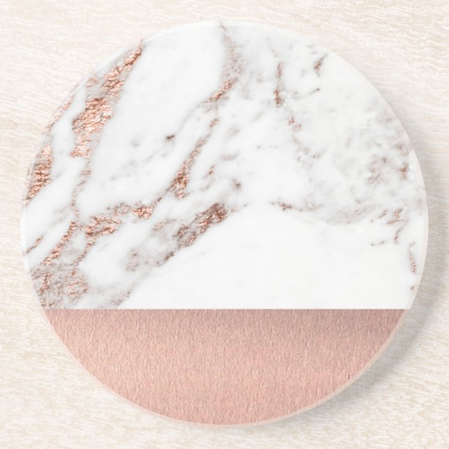 Rose gold marble and foil coaster (Front)