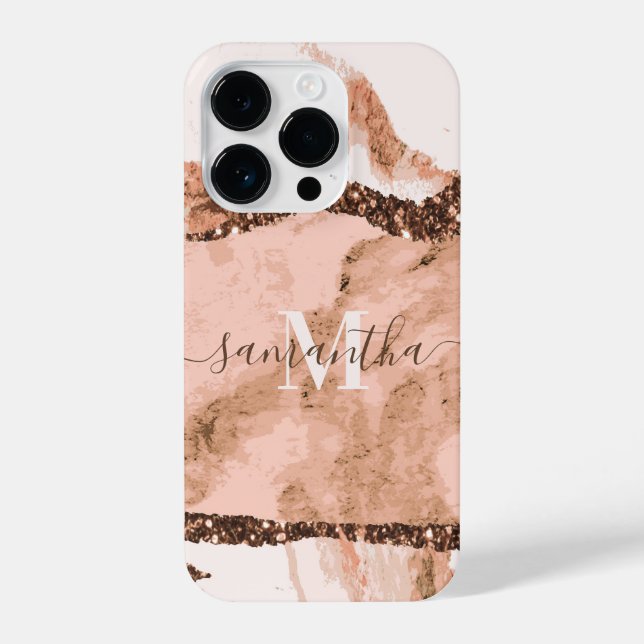 Rose Gold Marble and Glitter iPhone Case (Back)