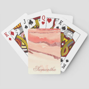 Rose Gold Marble and Glitter Playing Cards