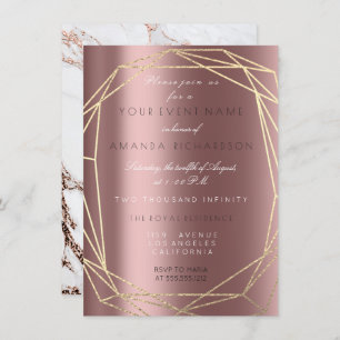 Rose Gold Marble Bridal Birthday Poligonal Frame Invitation