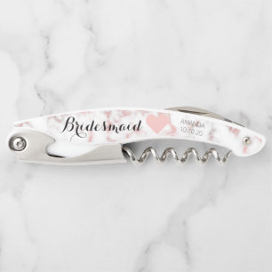 Rose Gold Marble Bridal Party Girly Bridesmaid Corkscrew