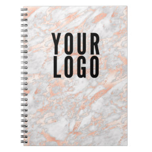 Rose Gold Marble Business Logo Promotional Notebook