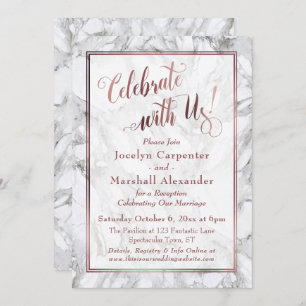 Rose Gold Marble Celebrate with Us Reception-Only Invitation