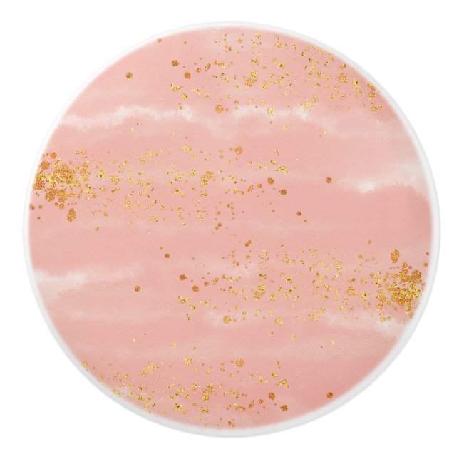 Rose Gold Marble Ceramic Knob (Front)