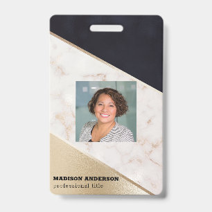 Rose Gold Marble Champagne Texture ID Badge