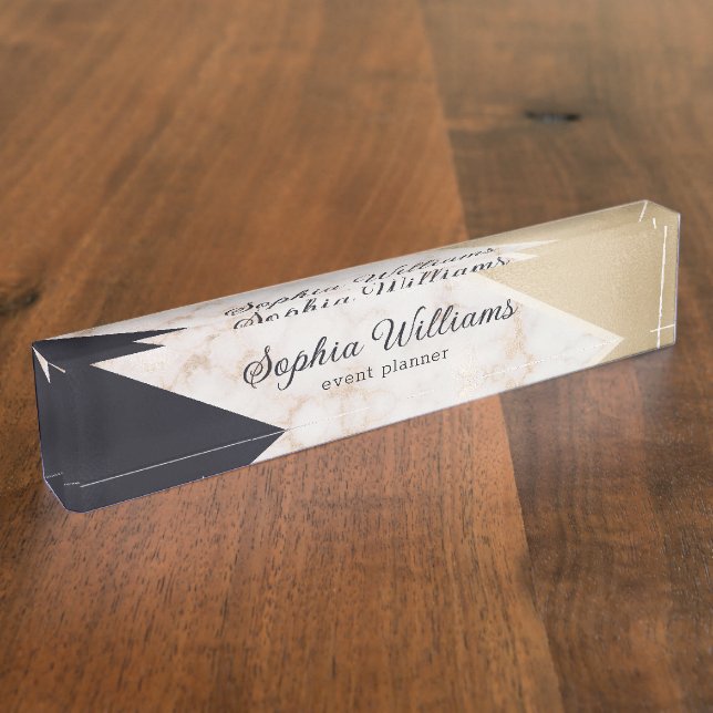 Rose Gold Marble Champagne Texture Nameplate (Side)