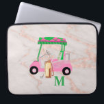 Rose Gold Marble Chic Golf Gal   Laptop Sleeve<br><div class="desc">A charming unique golf cart -- pink and green -- tastefully done -- ready to run the course --on this chic laptop sleeve. --This is a great gift for all golf lovers -- fun / attractive / unique. Personalise it with your/her initials/monogram. If you have any design questions or a...</div>