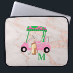 Rose Gold Marble Chic Golf Gal   Laptop Sleeve<br><div class="desc">A charming unique golf cart -- pink and green -- tastefully done -- ready to run the course --on this chic laptop sleeve. --This is a great gift for all golf lovers -- fun / attractive / unique. Personalise it with your/her initials/monogram. If you have any design questions or a...</div>