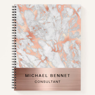 Rose Gold Marble Consultant Business Notebook