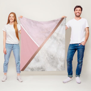 Rose Gold Marble Copper Fleece Blanket