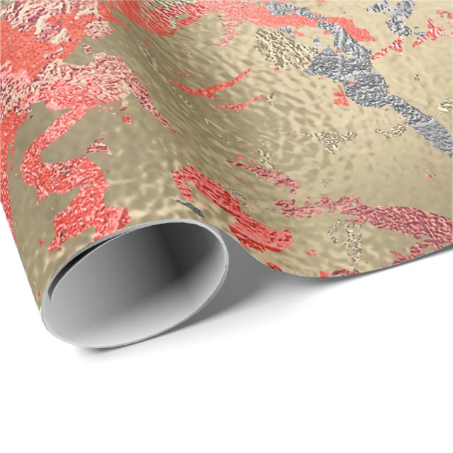 Rose Gold Marble Coral Copper Urban Abstract Wrapping Paper (Roll Corner)
