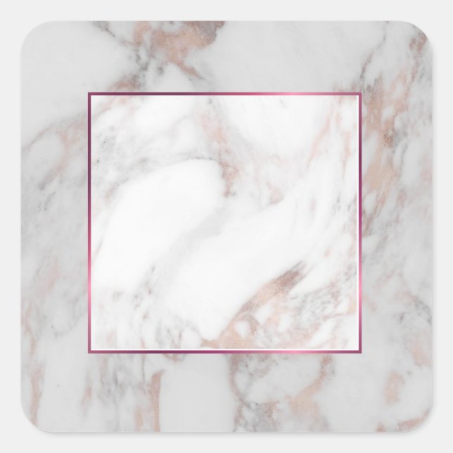 Rose Gold Marble Elegant Blank Template Trendy Square Sticker (Front)