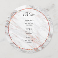 rose gold marble elegant Menu