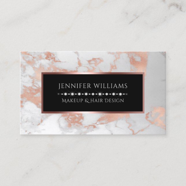 Rose Gold Marble Elegant Professional Business Card (Front)