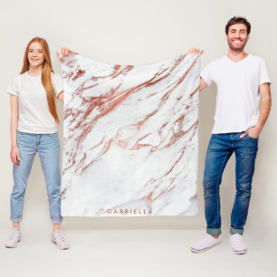 Rose Gold Marble Fleece Blanket