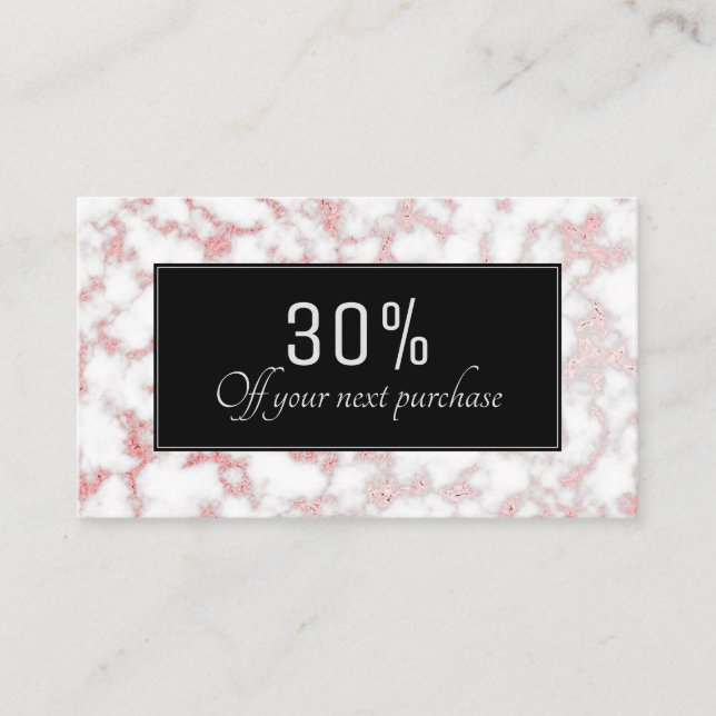 Rose Gold Marble Foil Texture Discount Card (Front)