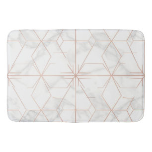 Rose Gold Marble Geometric Pattern Bath Mat