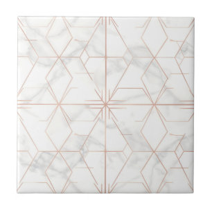 Rose Gold Marble Geometric Pattern Tile