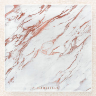 Rose Gold Marble Glass Coaster