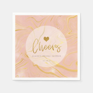 Rose Gold Marble Glitter Bridal Shower Napkin