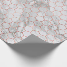 Rose Gold Marble Hex Wrapping Paper Gift Wrap