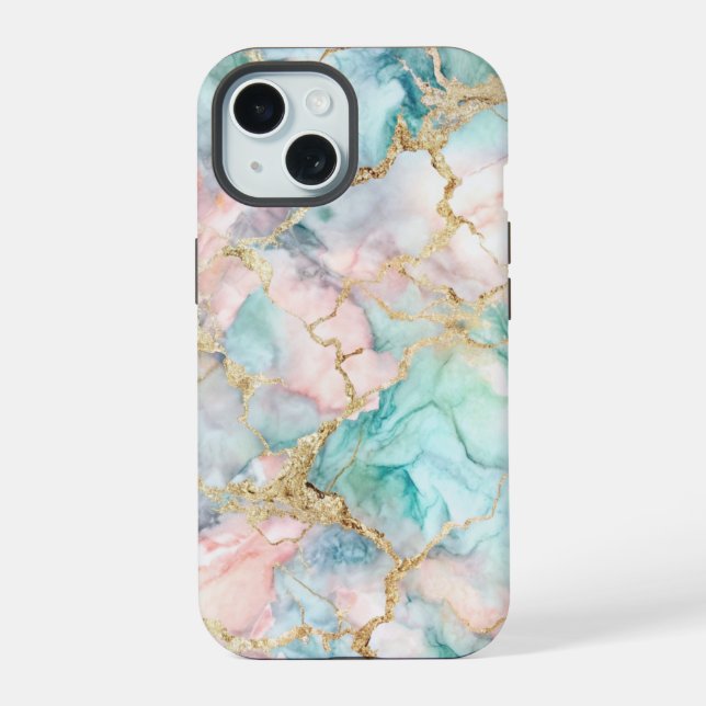 Rose Gold Marble iPhone 15 Case (Back)