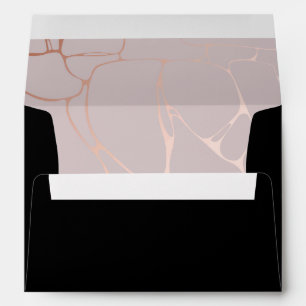 Rose Gold Marble Lined Black Envelope