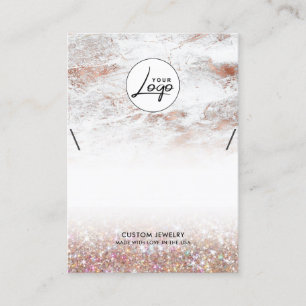 Rose Gold Marble Logo Necklace Bracelet Business Card