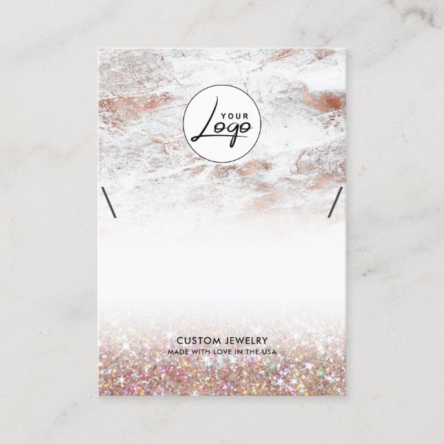 Rose Gold Marble Logo Necklace Bracelet  Business Card (Front)