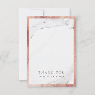 Rose gold marble luxury modern wedding thank you card