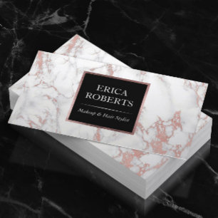 Rose Gold Marble Makeup Artist Hair Stylist Salon Business Card