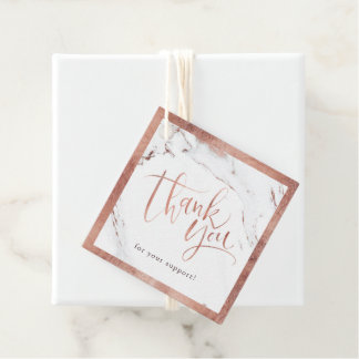 Rose gold marble modern calligraphy thank you favour tags