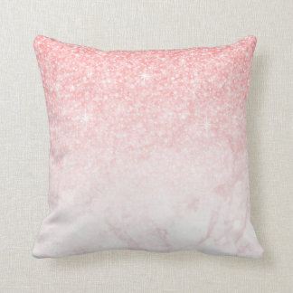 Rose-Gold Marble Ombre & Pink Glitter Cushion