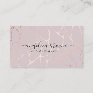 Rose Gold Marble Pattern Signature Script Business Card